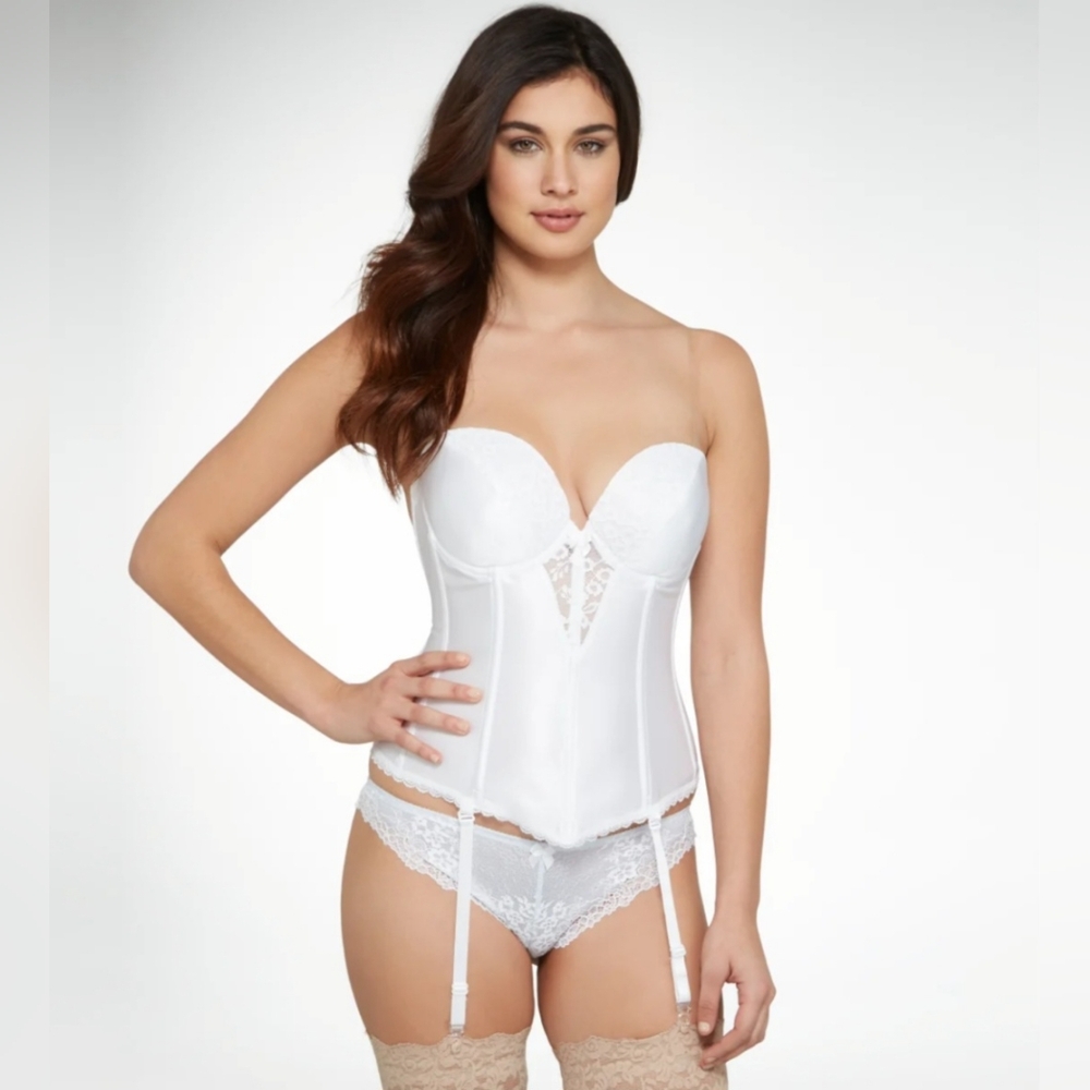 Va Bien 6363 Strapless Plunge Backless Bustier  40D white